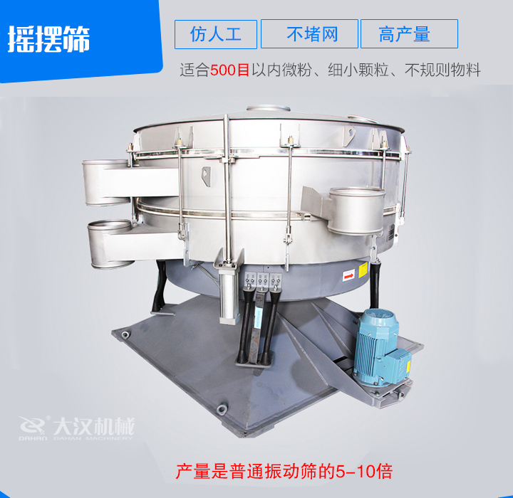搖擺篩仿人工篩分原理，操作方便，不堵網(wǎng)。