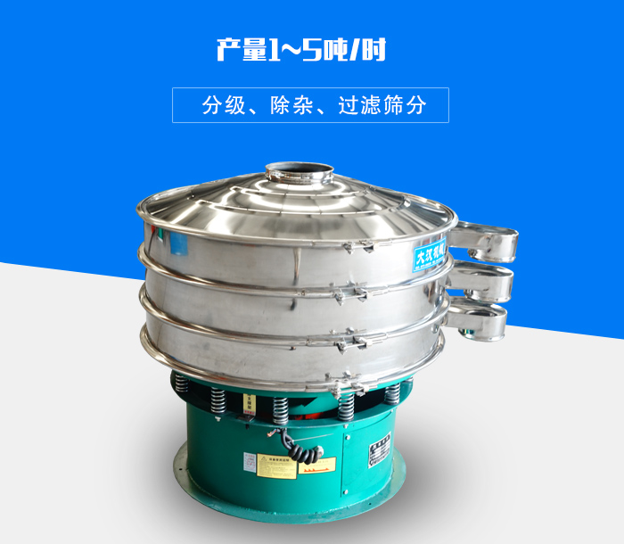 旋振篩可用于處理粉末、顆粒、液體，產量可達5噸/時