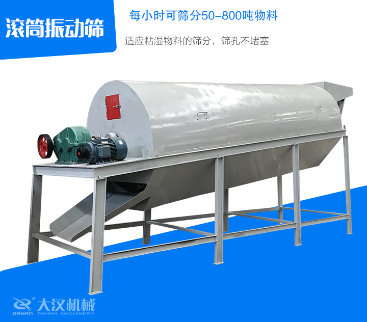 滾筒振動(dòng)篩適應(yīng)粘濕物料的篩分，篩孔不堵塞